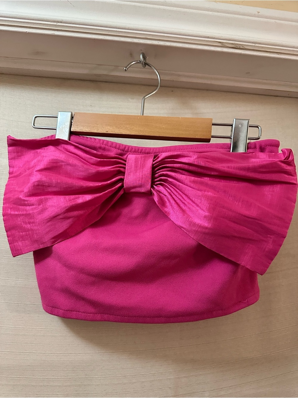 THIRTYTHIRTY Pink Bow Bandeau Crop Top Strapless Party Club Barbiecore M